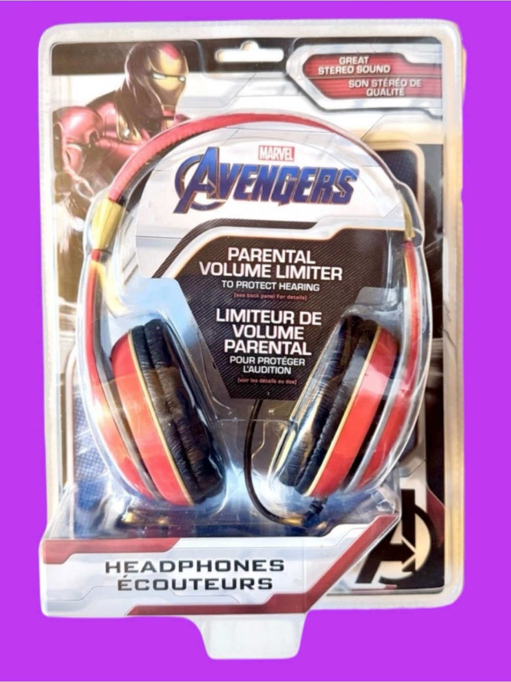 NIB Marvel Avengers Red & Black Headphones with Glow in the Dark Accents